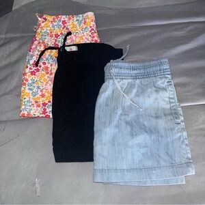 Old Navy Floral, Black, and Light Blue Mini Skirt Trio